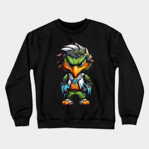 hawk cartoon gamer Crewneck Sweatshirt by anurak2516